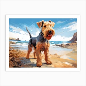 Terrier On The Beach Art Print