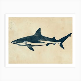 Blue Shark Grey Silhouette 6 Art Print