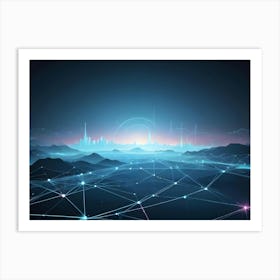 Abstract Cityscape With Connected Lines Art Print