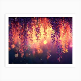 Elegant Colorful with Vibrant Flower Hanging Branches Illustration Background 3 Art Print