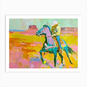 Neon Cowboy In Rocky Mountains 6 Painting Art Print