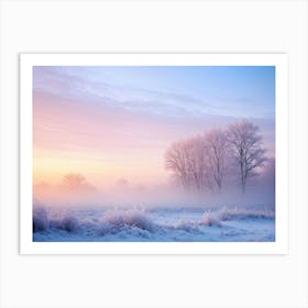 Winter Landscape Ensnared In A Delicate Fog Smoke Wisps Intertwine With An Ethereal Palette Of Baby Art Print