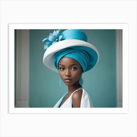 African Woman In Blue Hat Art Print