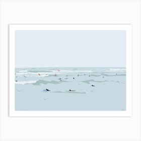 Tiny Surfers in Lima Art Print