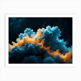 An Abstract Image Of A Swirling, Glowing Cloud In Shades Of Blue And Orange, Creating A Sense Of Energy And Movement Art Print