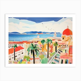 Cagliari Italy Cute Watercolour Illustration 4 Art Print