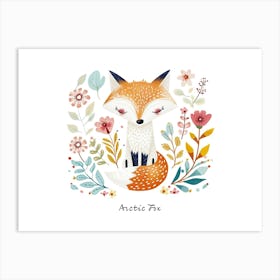 Little Floral Arctic Fox 3 Poster Art Print