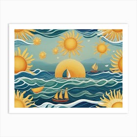 Vintage Sailboats In The Sea Art Print