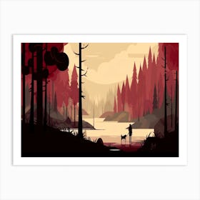 Maroon Wilderness Wonderland - Alone In The Woods Art Print