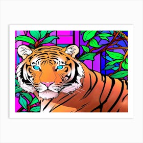 Stained Glass Tiger 4 Art Print