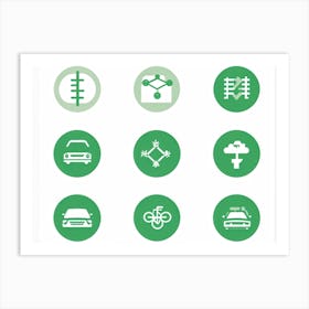 Car Icons Set Art Print