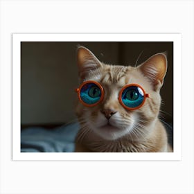 Cat With Glasses Art Print