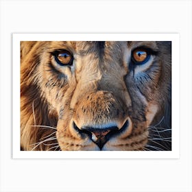 African Lion Eyes Realism Painting2 Art Print