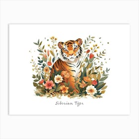 Little Floral Siberian Tiger 2 Poster Art Print