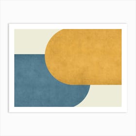 Halfmoon Colorblock - Mid-century Modern Abstract Minimalist Blue Navy 1 Art Print