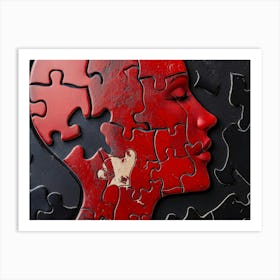 Woman'S Head With Puzzle Pieces Art Print