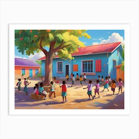 Children In A Village paintings art print 1 Art Print