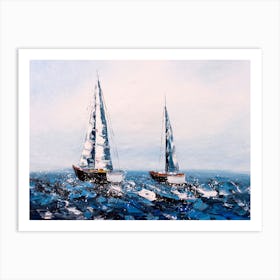 Sailboats In The Ocean 1 Art Print