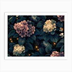 Floral Vintage Background, Dark Seamless Pattern 3 Art Print