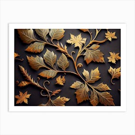 Bronze Vine Leaves Elegant Art Print