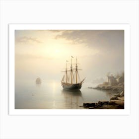 Ship In Fog Gloucester Harbor 3 Art Print