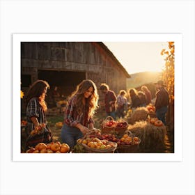 Autumn Harvest Festival On A Rustic Farm Overflowing Baskets Of Ripe Autumn Fruits Including Apple (3) Art Print