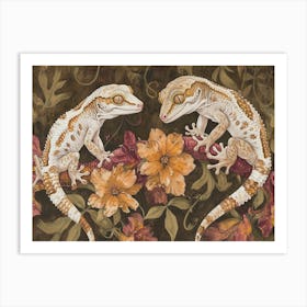 Floral Animal Illustration Gecko 2 Art Print