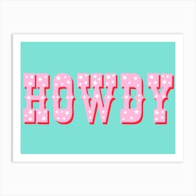 Howdy Mint And Pink Art Print