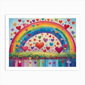 Rainbow With Hearts 2 Art Print