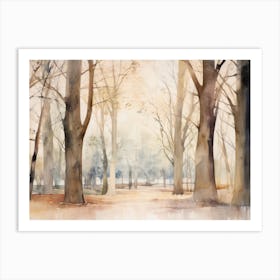 Watercolor Forest Painting Art Print