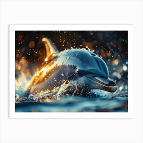 Dolphin Swimming In The Water Art Print