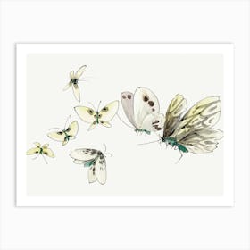 Hokusai Butterflies 1 Art Print