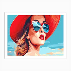 Woman In Red Hat Art Print