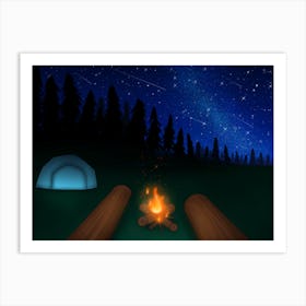 Campfire At Night Art Print