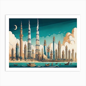 Dubai Skyline Art Print