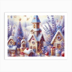 Lavender Christmas Ephemera Oil Paintings 1 Art Print