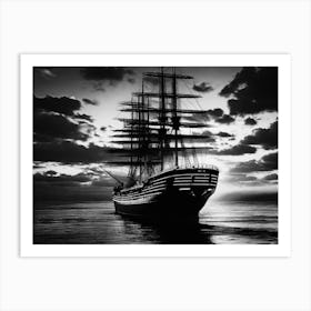 Black And White Ship Art Print