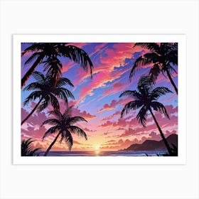 Sunset Palm Trees 12 Art Print