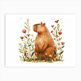 Little Floral Capybara 2 Art Print