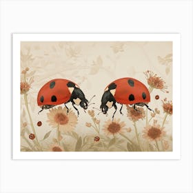 Floral Animal Illustration Ladybug 4 Art Print