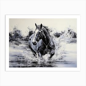 A Horse Oil Painting In Grace Bay Beach Turks And Caicos Islands, Landscape 4 Art Print
