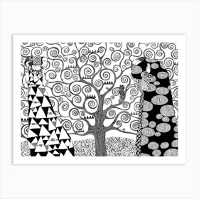 Tree Of Life in black and white (remake after Klimt) Art Print