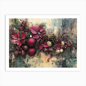 Vintage Holiday Mixed Media 7 Art Print