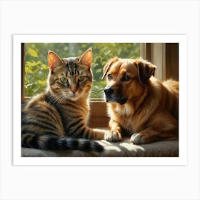 Cat And Dog Art Print