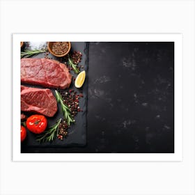 Steak On A Black Board Art Print