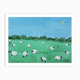 Sheep In A Field Art Print