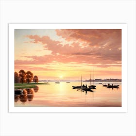 Sunset On The Lake 3 Art Print