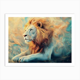 Lion Animal Abstract Art in Pastel Colors 1 Art Print