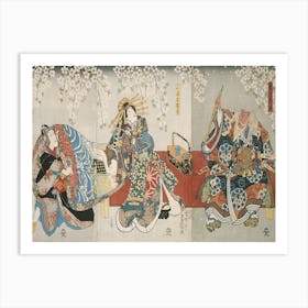 Ichikawa Kodanji Iv As Hige No Ikyū, Bandō Shūka I As Miuraya Agemaki, And Ichikawa Danjūrō Viii As Agemaki No Art Print
