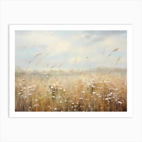 Wildflower Field Landscape Oil Painting Art Print